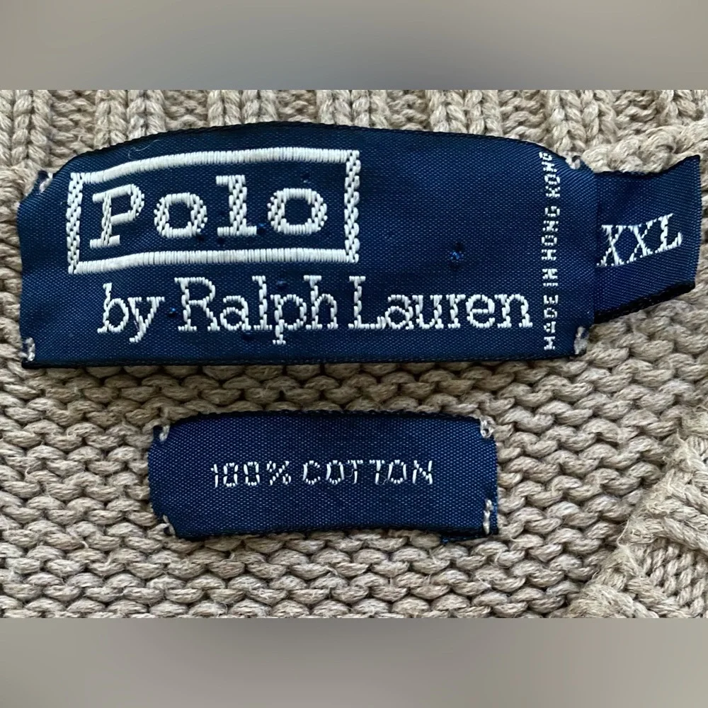 Polo‎ by Ralph Lauren Men’s XXL Tan Cotton Knit Sweater Vest